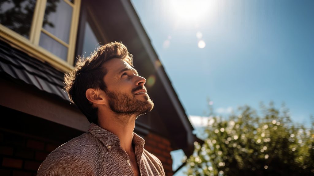 man looking up
